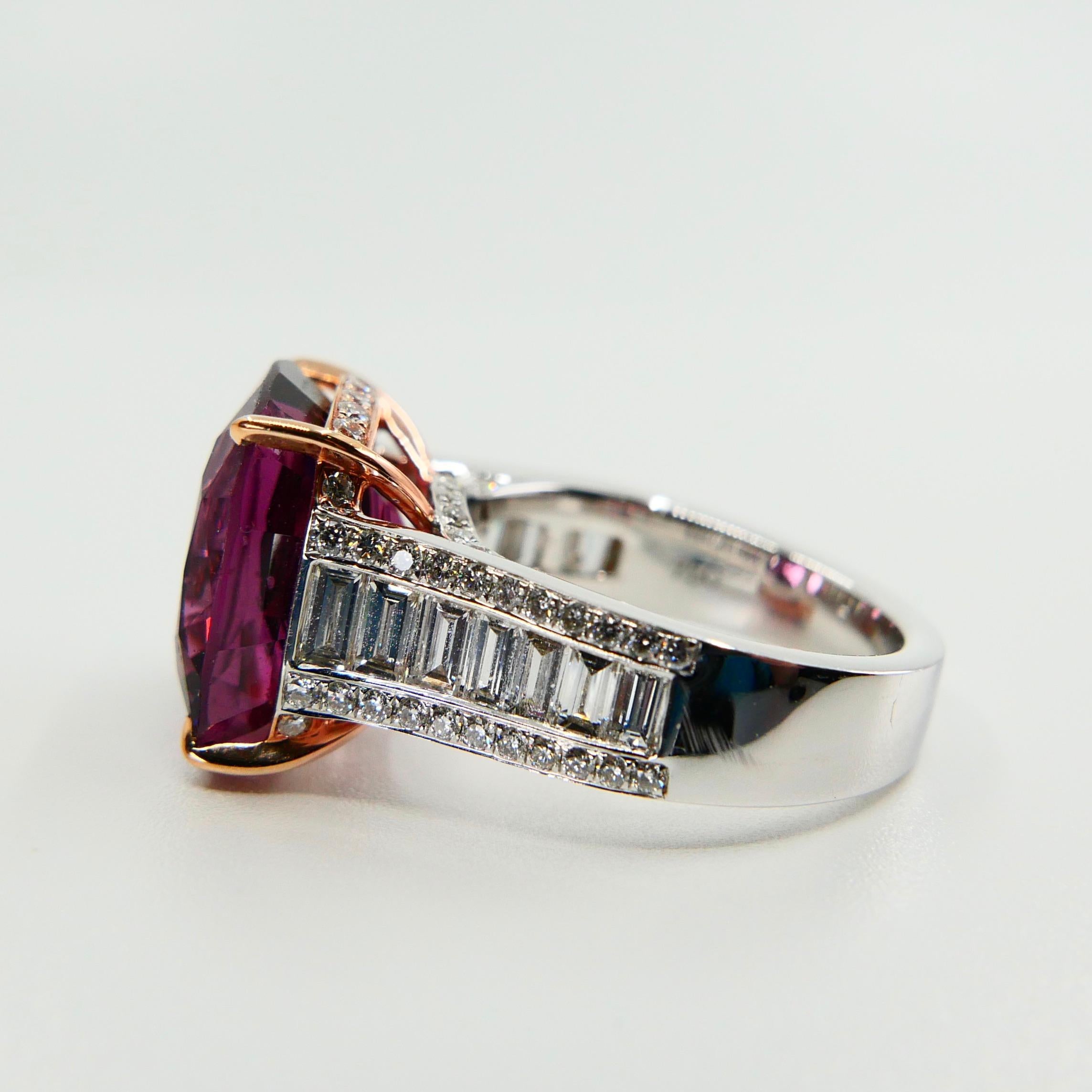 GRS Certified 11.07 Carat Spinel and Diamond Ring, Pinkish Purple, Burma No Heat In New Condition In Hong Kong, HK