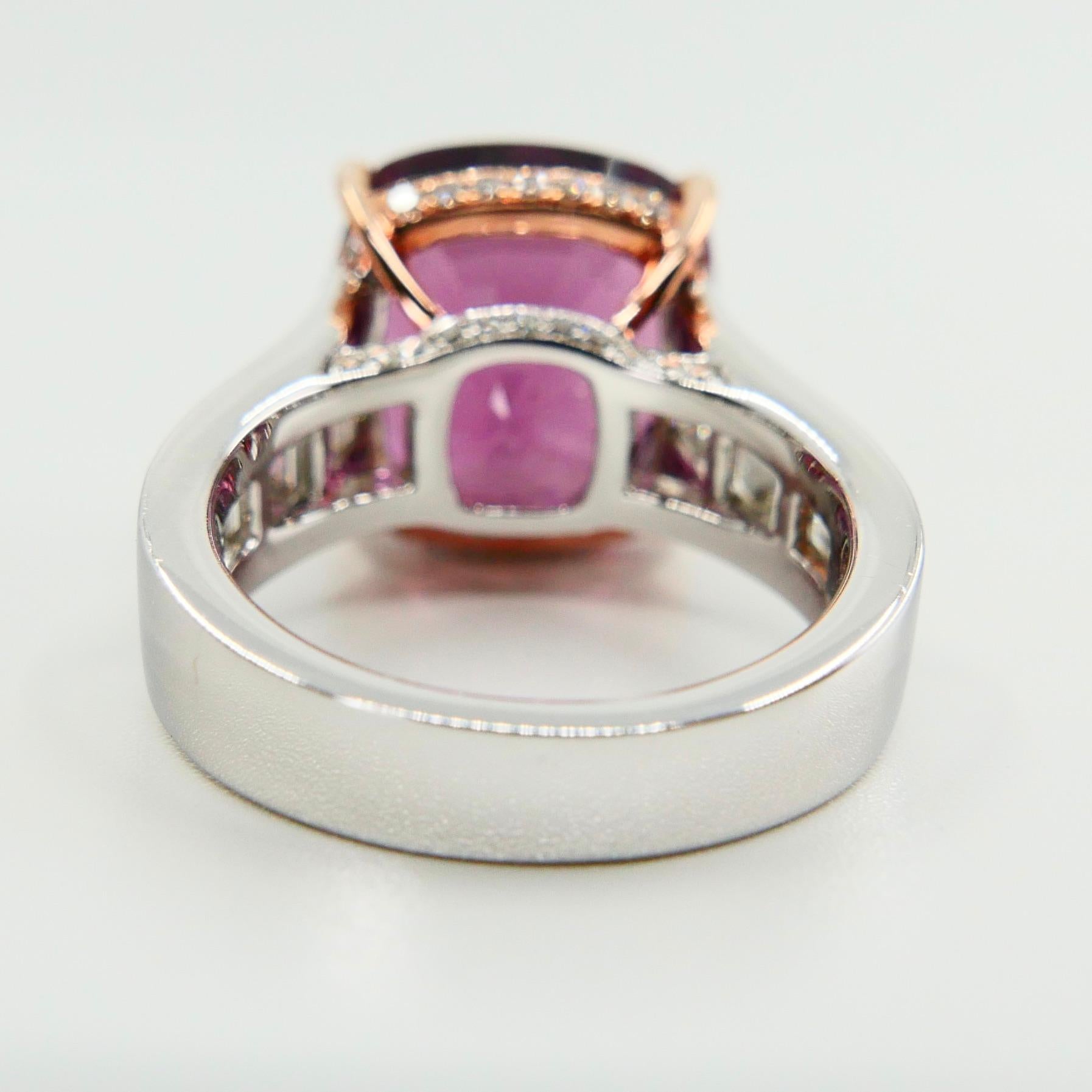 GRS Certified 11.07 Carat Spinel and Diamond Ring, Pinkish Purple, Burma No Heat 1