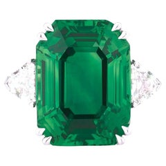 Anello con diamante smeraldo certificato GRS da 11.21 carati Greene & Greene Greene