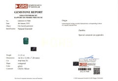 Bague en diamant certifié GRS 11,21 carats Vivid Green Oval Emerald MINOR OIL