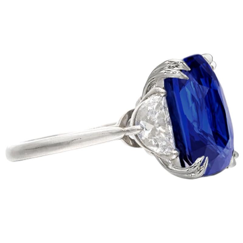 Cushion Cut GRS Certified 11.24 Carat Cushion VIVID Blue No Heat vivid Blue Sapphire Ring For Sale