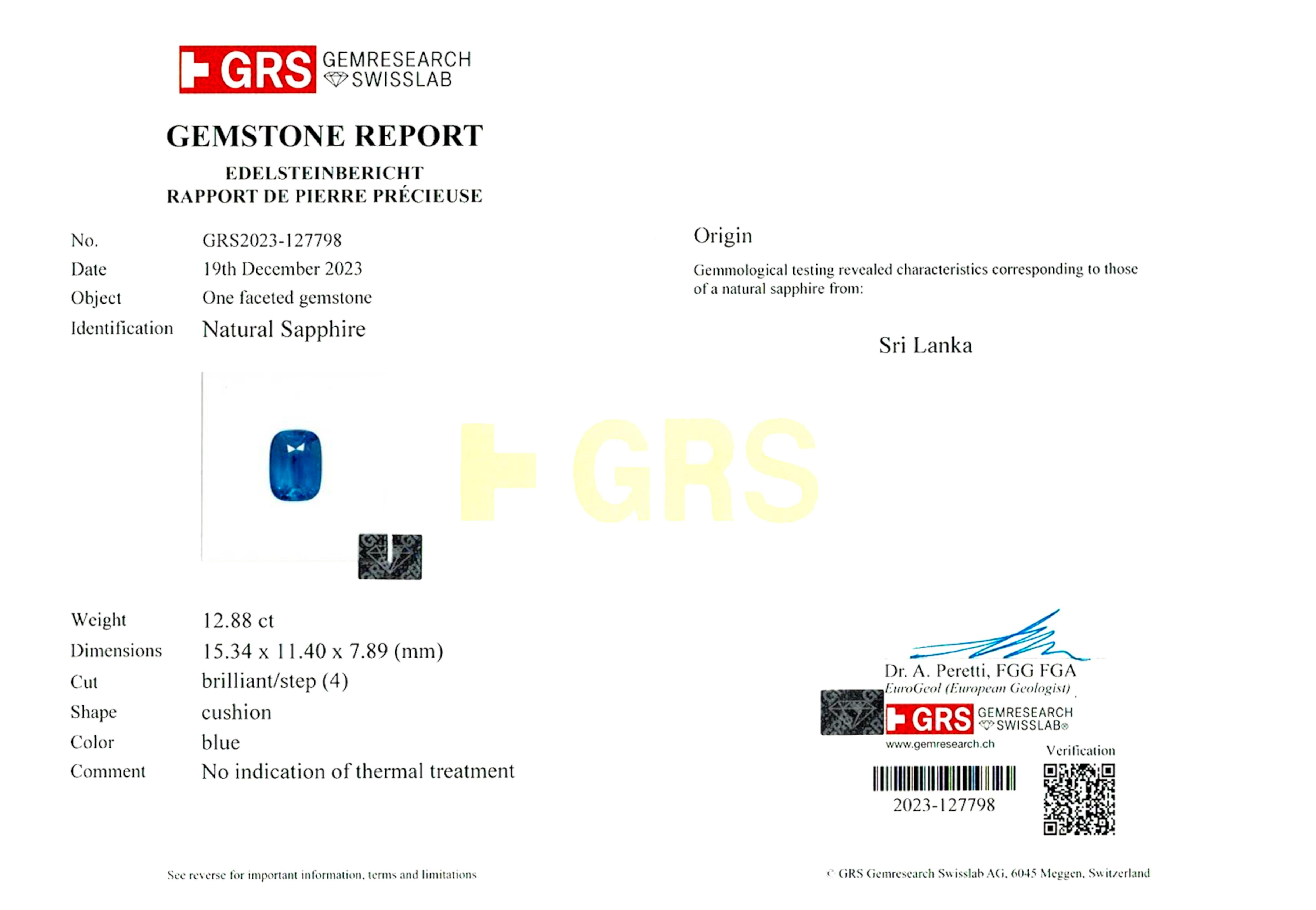 GRS-zertifiziert 11,24 Karat Kissen VIVID Blau keine Hitze lebendig blauer Saphir Ring im Zustand „Neu“ im Angebot in Chicago, IL