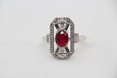 GRS Certified 1.16 Carat Pigeon Blood No Heat Ruby and Diamond Ring