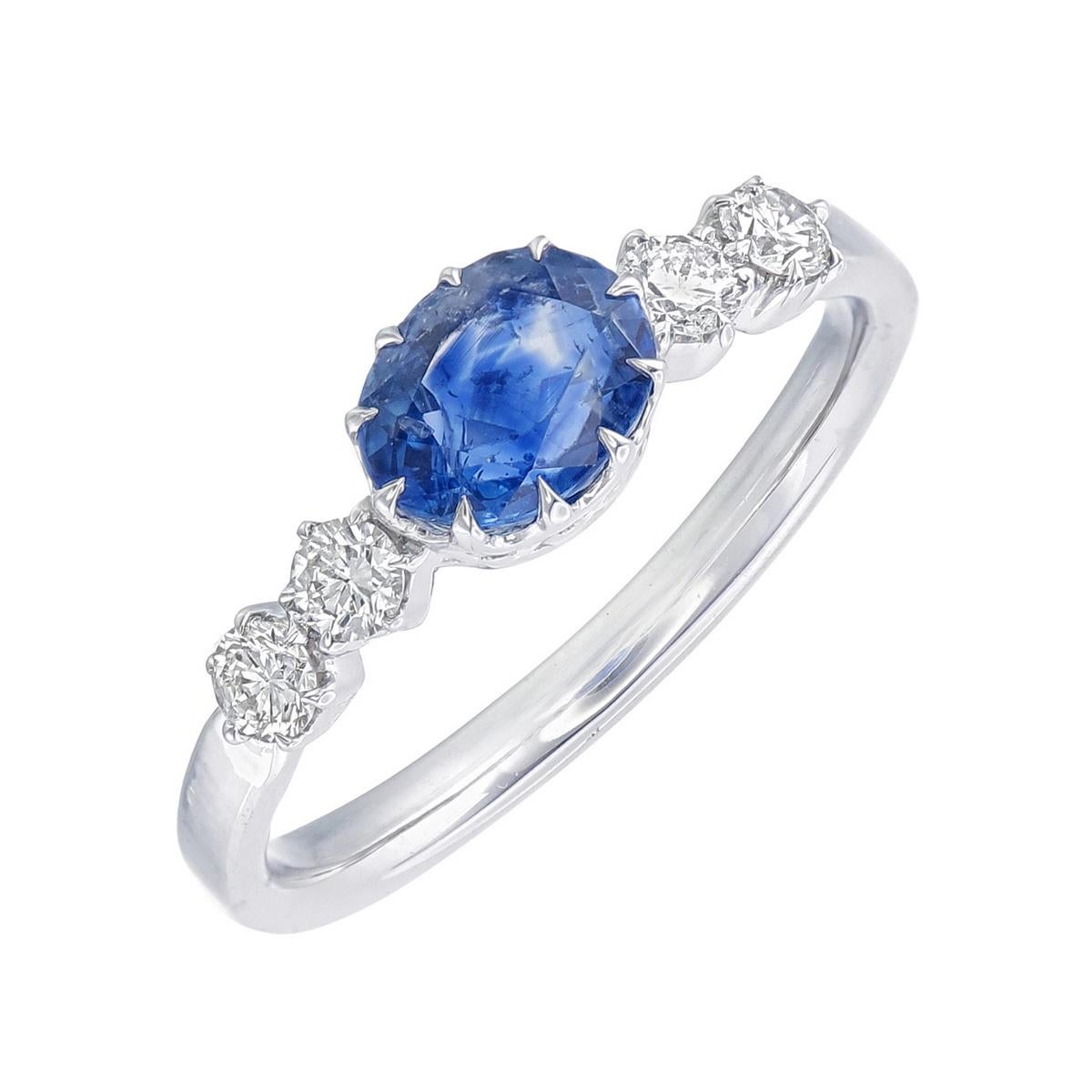GRS zertifiziert 1,18 Karat Kaschmir blauer Saphir und Diamant-Ring in 18K W.Gold (Modernistisch) im Angebot