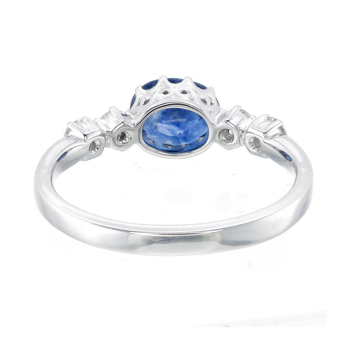 GRS zertifiziert 1,18 Karat Kaschmir blauer Saphir und Diamant-Ring in 18K W.Gold (Ovalschliff) im Angebot