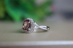 GRS certified 1.18Ct PADPARADSCHA sapphire and diamond ring in 18k solid gold