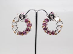 GRS Certified 11.99 Carat Burmese Unheated Ruby and Diamond Earring in 18k Gold