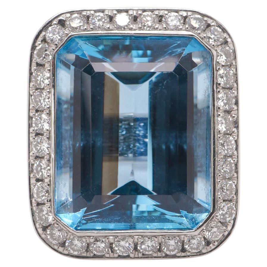 GRS Certified 12.01 Carat 'No Heat Santa Maria' Aquamarine Classical PT 900 Ring For Sale