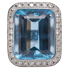 GRS Certified 12.01 Carat 'No Heat Santa Maria' Aquamarine Classical PT 900 Ring