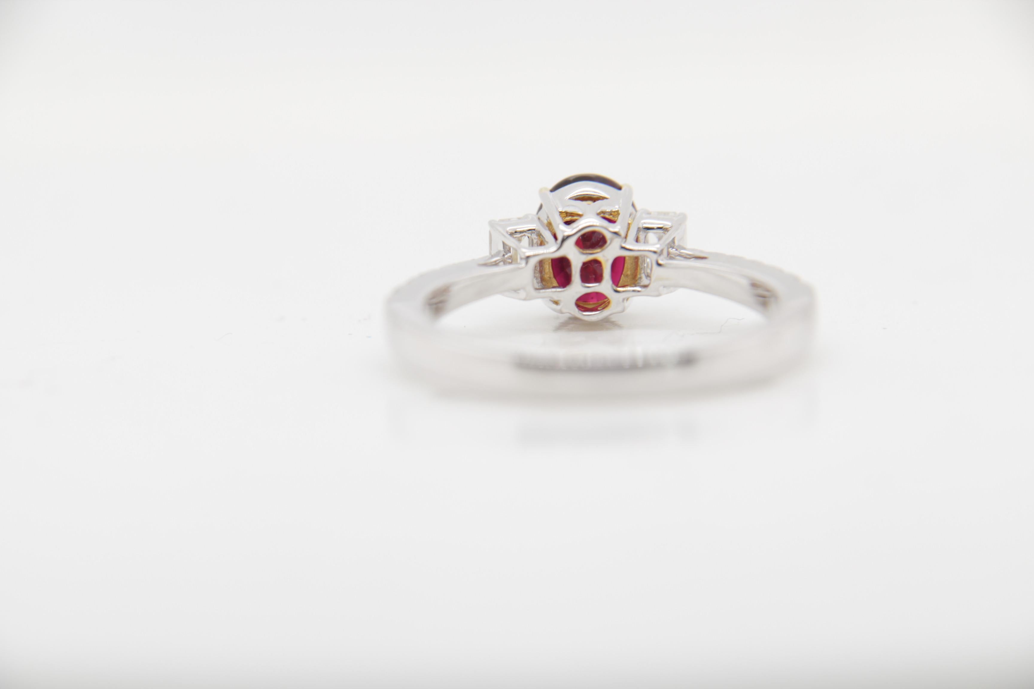 Modern GRS Certified 1.25 Carat Burmese Ruby No Heat Pigeon Blood Ring in 18K Gold