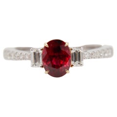 GRS Certified 1.25 Carat Burmese Ruby No Heat Pigeon Blood Ring in 18K Gold