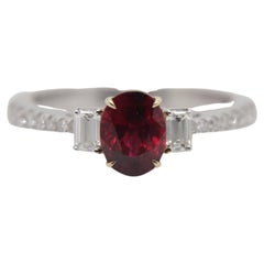 GRS Certified 1.25 Carat Burmese Ruby No Heat Pigeon Blood Ring in 18K Gold