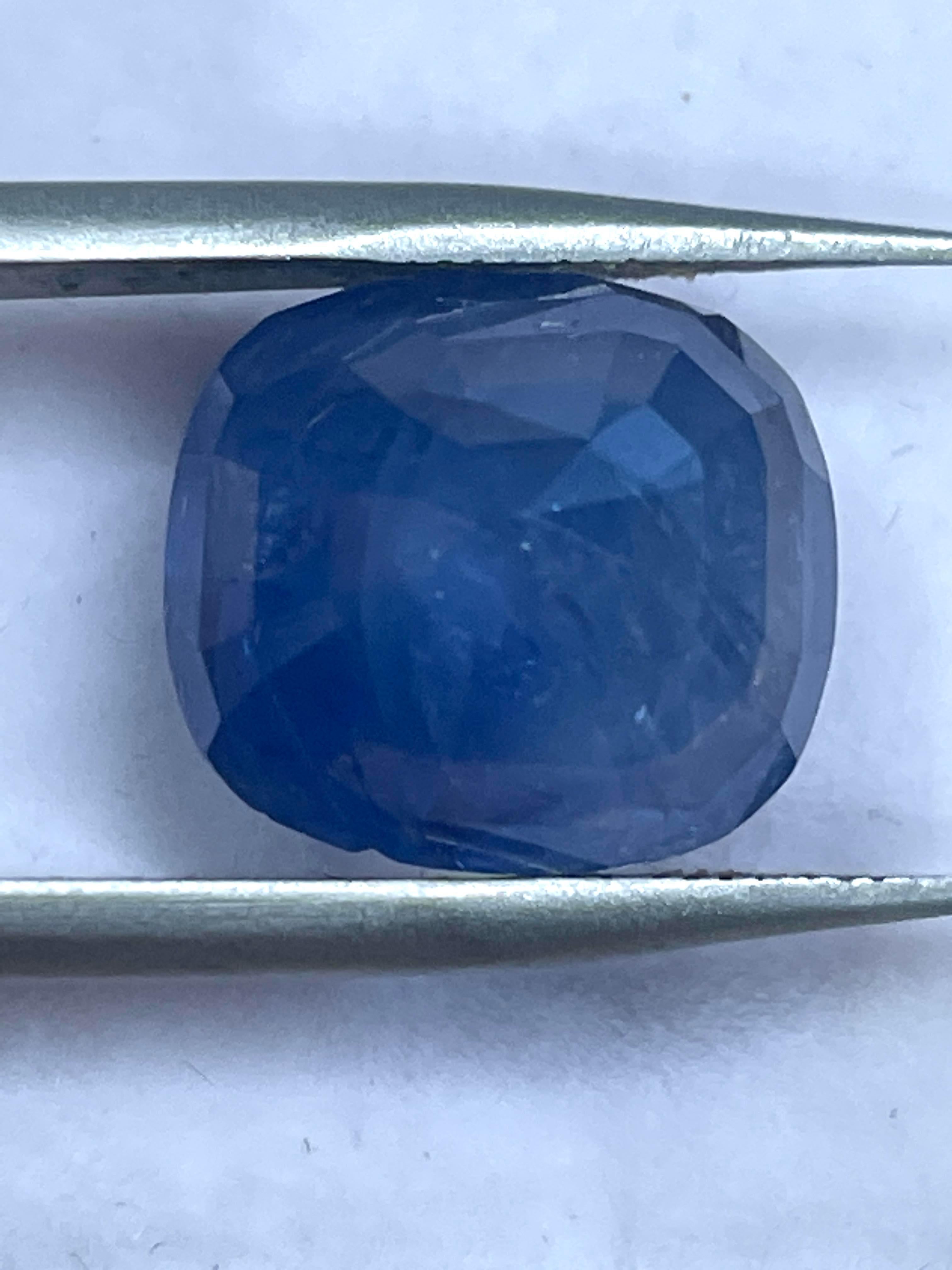 Cushion Cut GRS Certified 12.68 Carat Blue Sapphire Untreated Loose Gem For Sale