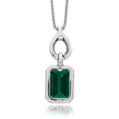 GRS Certified 12.89 Carat Minor Oil Emerald Pendant Necklace