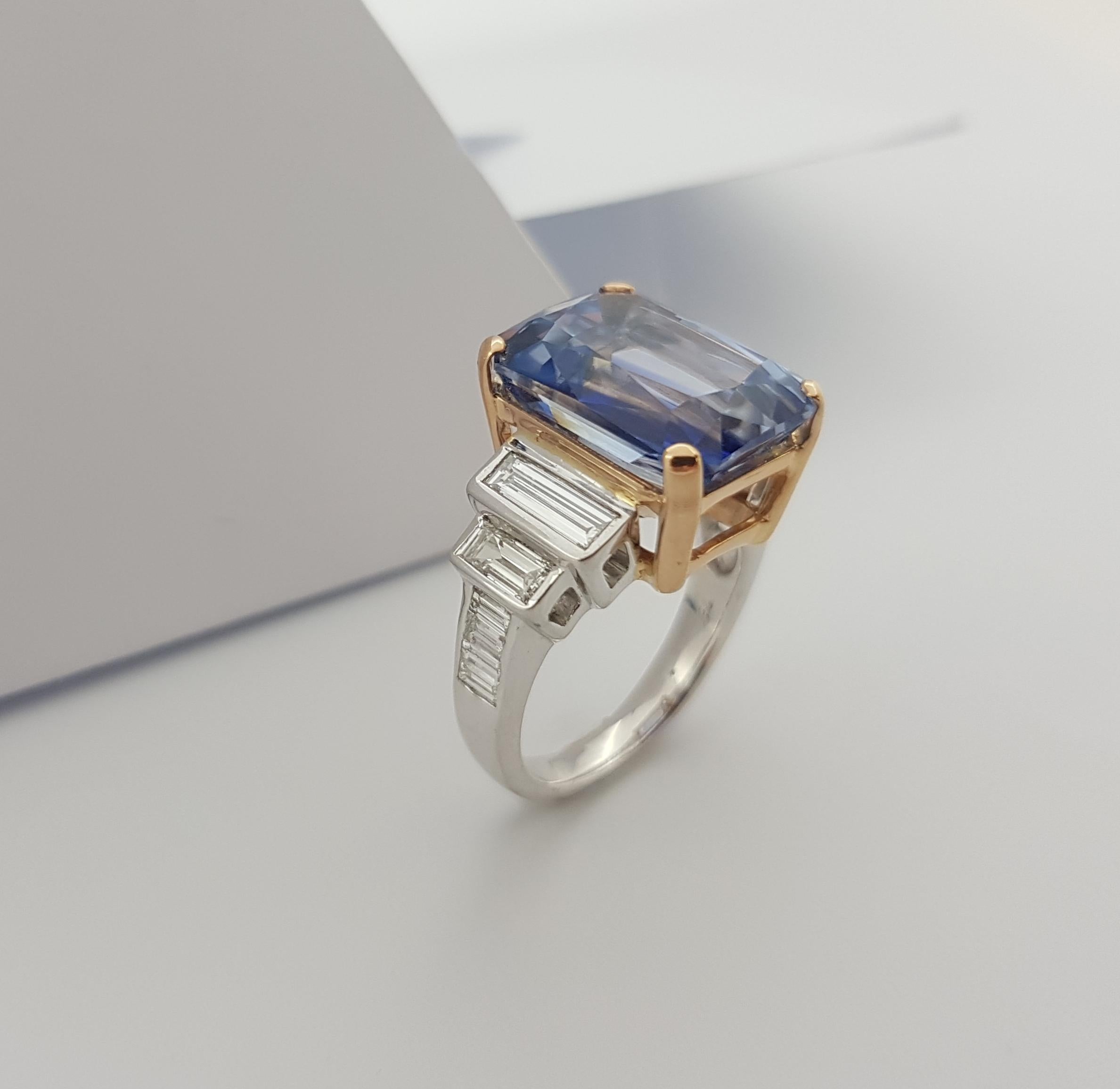 GRS Certified 12cts Ceylon Blue Sapphire with Diamond Ring in 18K White Gold For Sale 3