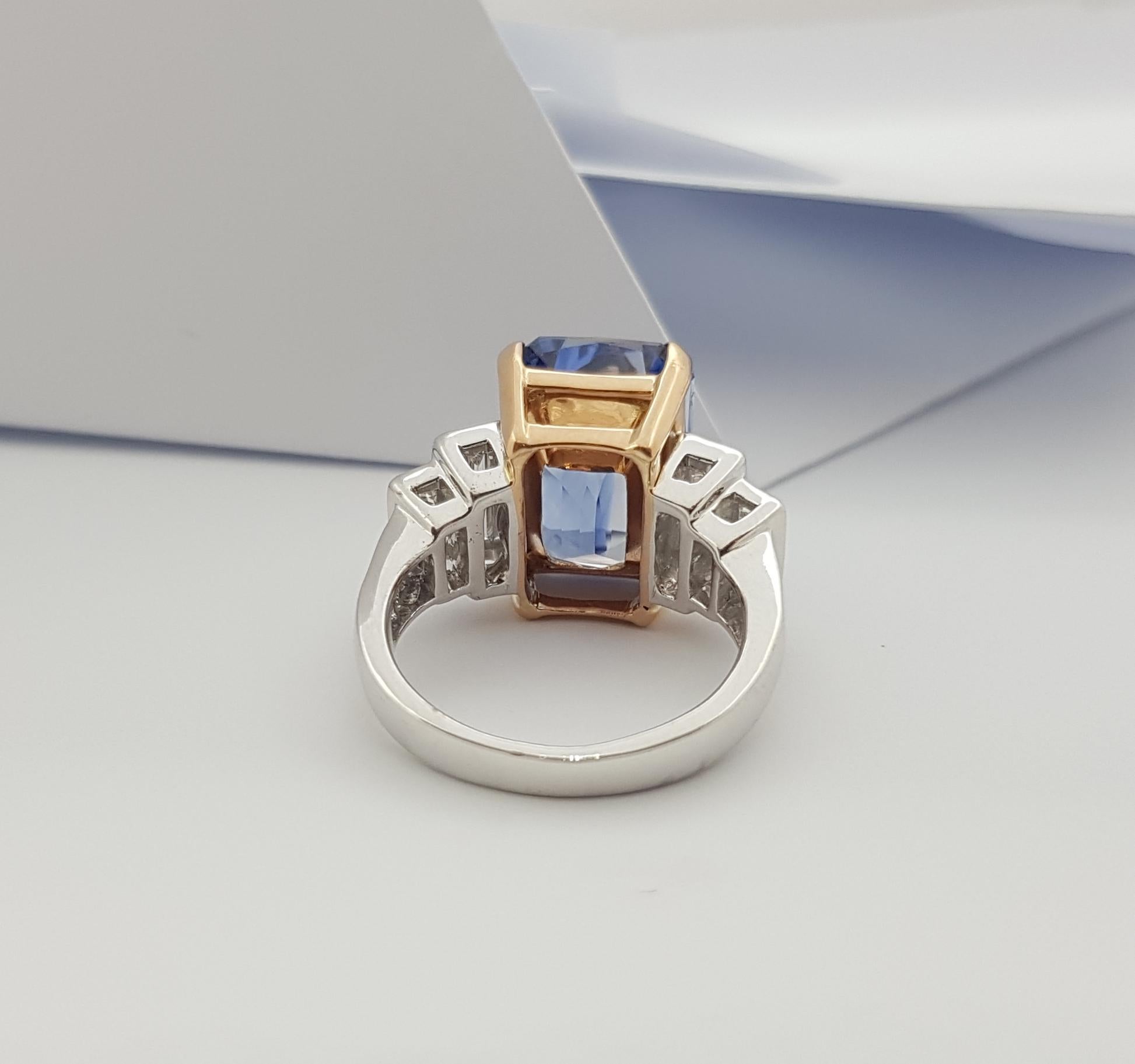 GRS Certified 12cts Ceylon Blue Sapphire with Diamond Ring in 18K White Gold For Sale 6