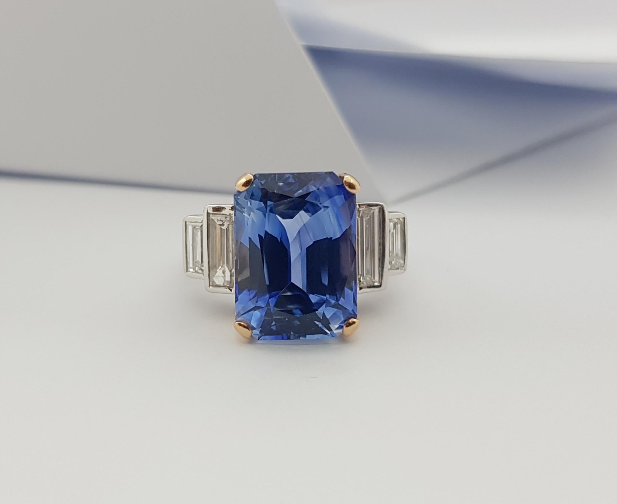 GRS Certified 12cts Ceylon Blue Sapphire with Diamond Ring in 18K White Gold For Sale 8