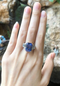 GRS-zertifizierter 12 Karat Ceylon-Blauer Saphir mit Diamantring aus 18 Karat Weißgold