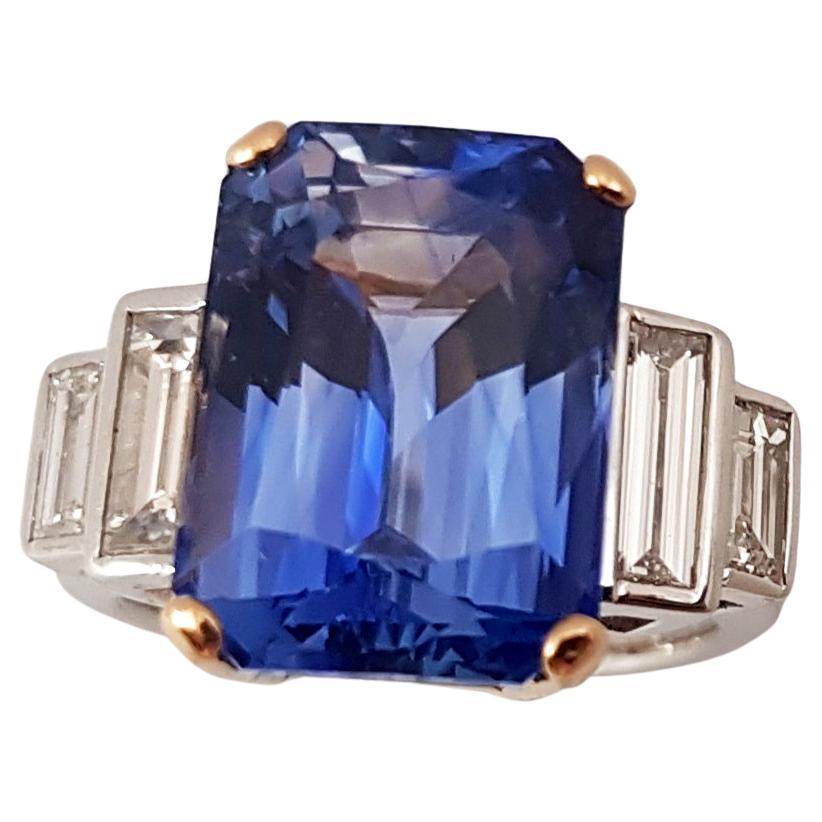 GRS Certified 12cts Ceylon Blue Sapphire with Diamond Ring in 18K White Gold