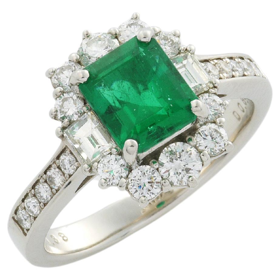 GRS Certified 1.33 ct Muzo "Vivid Green" Emerald Ring For Sale