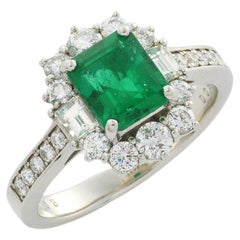 GRS Certified 1.33 ct Muzo "Vivid Green" Emerald Ring