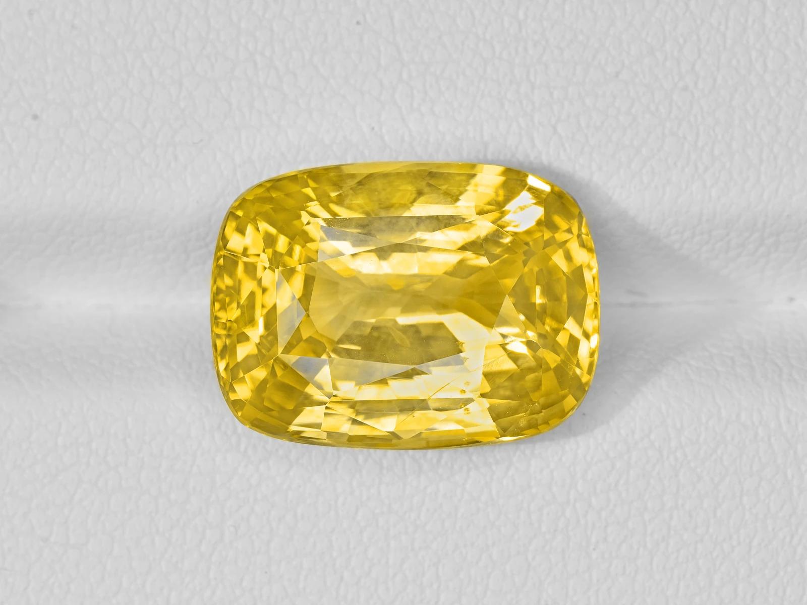 Modern GRS Certified 13 Carat Natural No Heat Yellow Cushion Cut Sapphire Ring