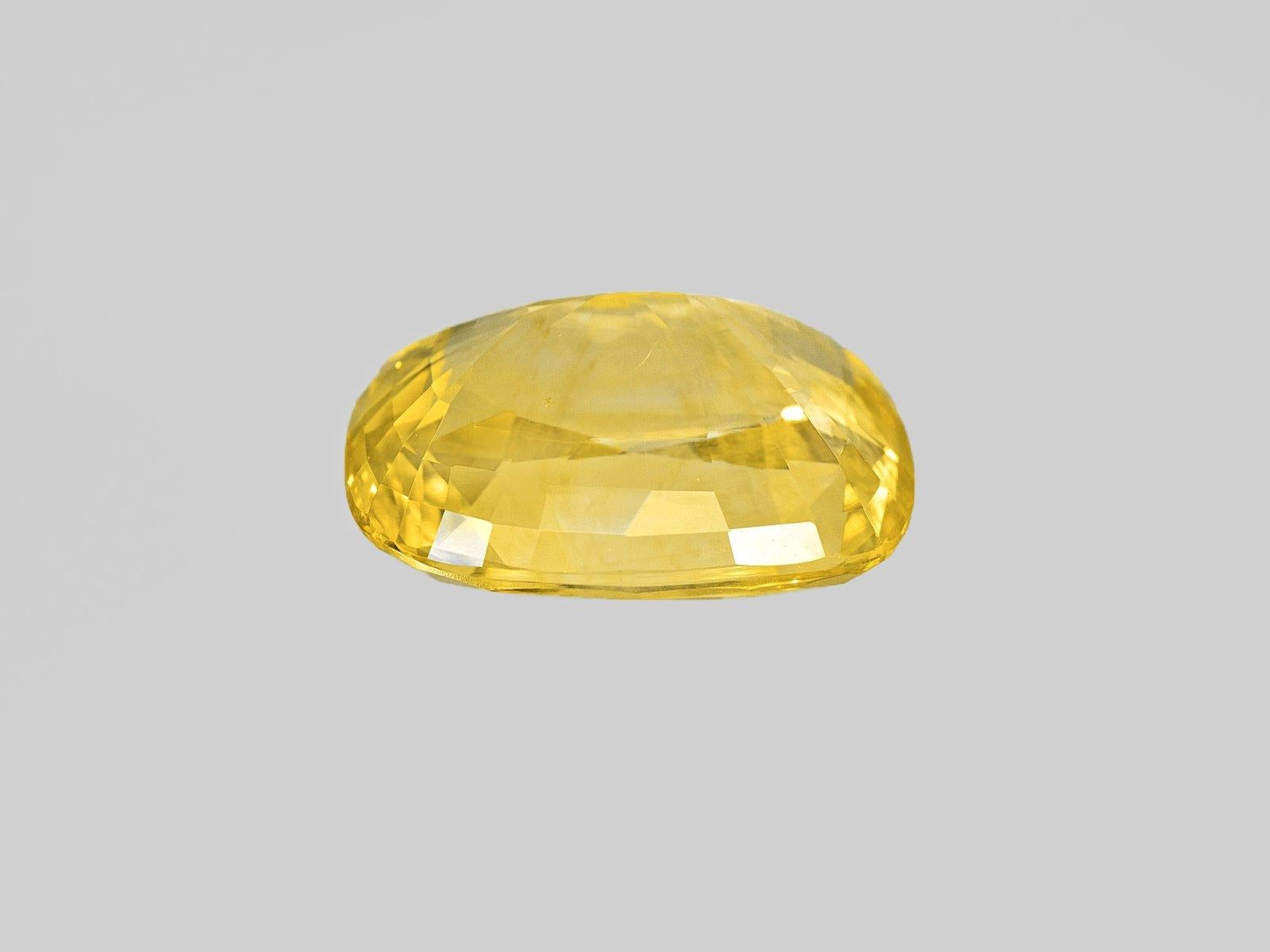 GRS Certified 13 Carat Natural No Heat Yellow Cushion Cut Sapphire Ring 2