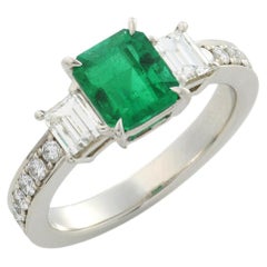 GRS Certified 1.36 ct Muzo "Vivid Green" Colombian Emerald Ring