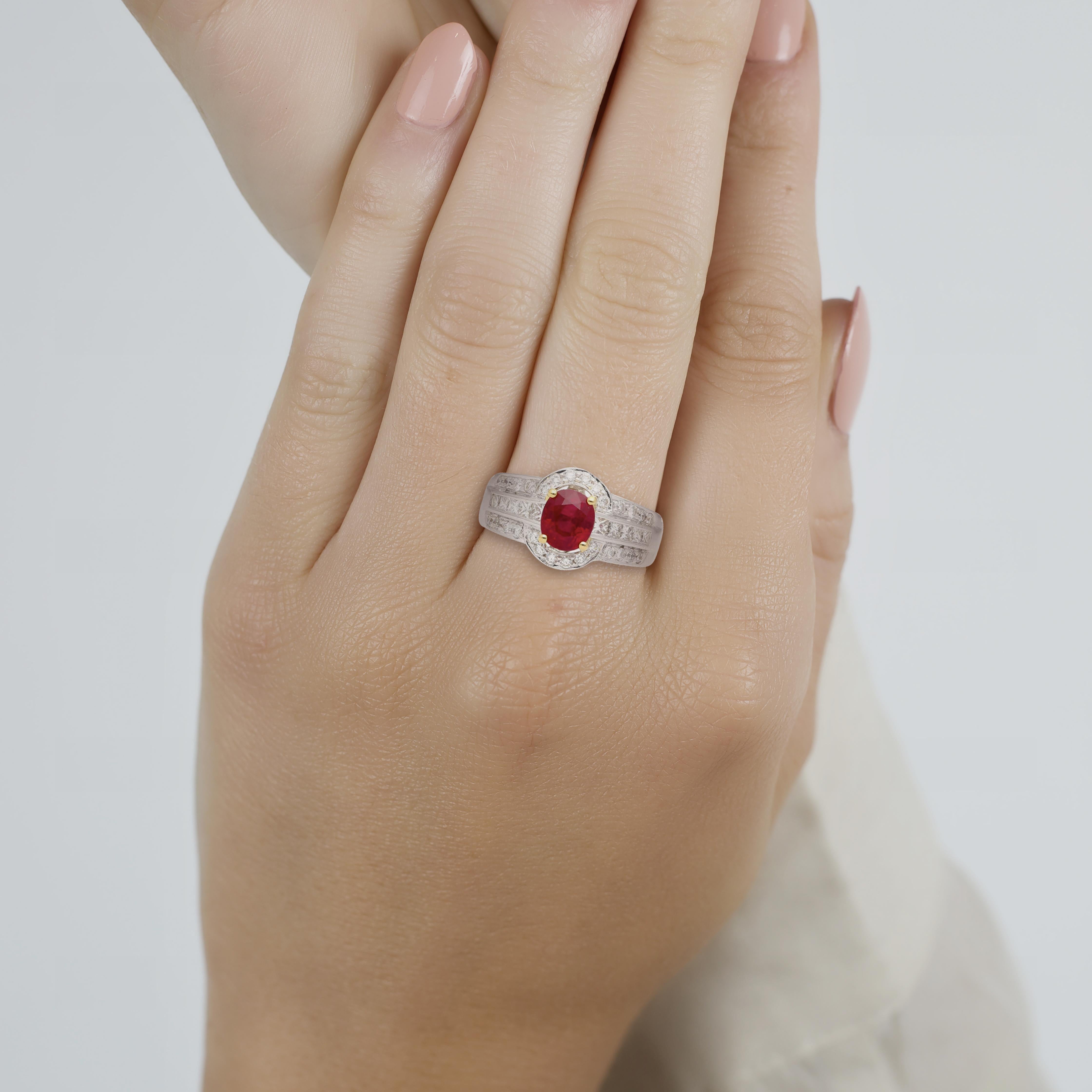 GRS Certified Burma Ruby & Diamond Ring in 18K Gold. 

The center gemstone is a Burmese origin, 