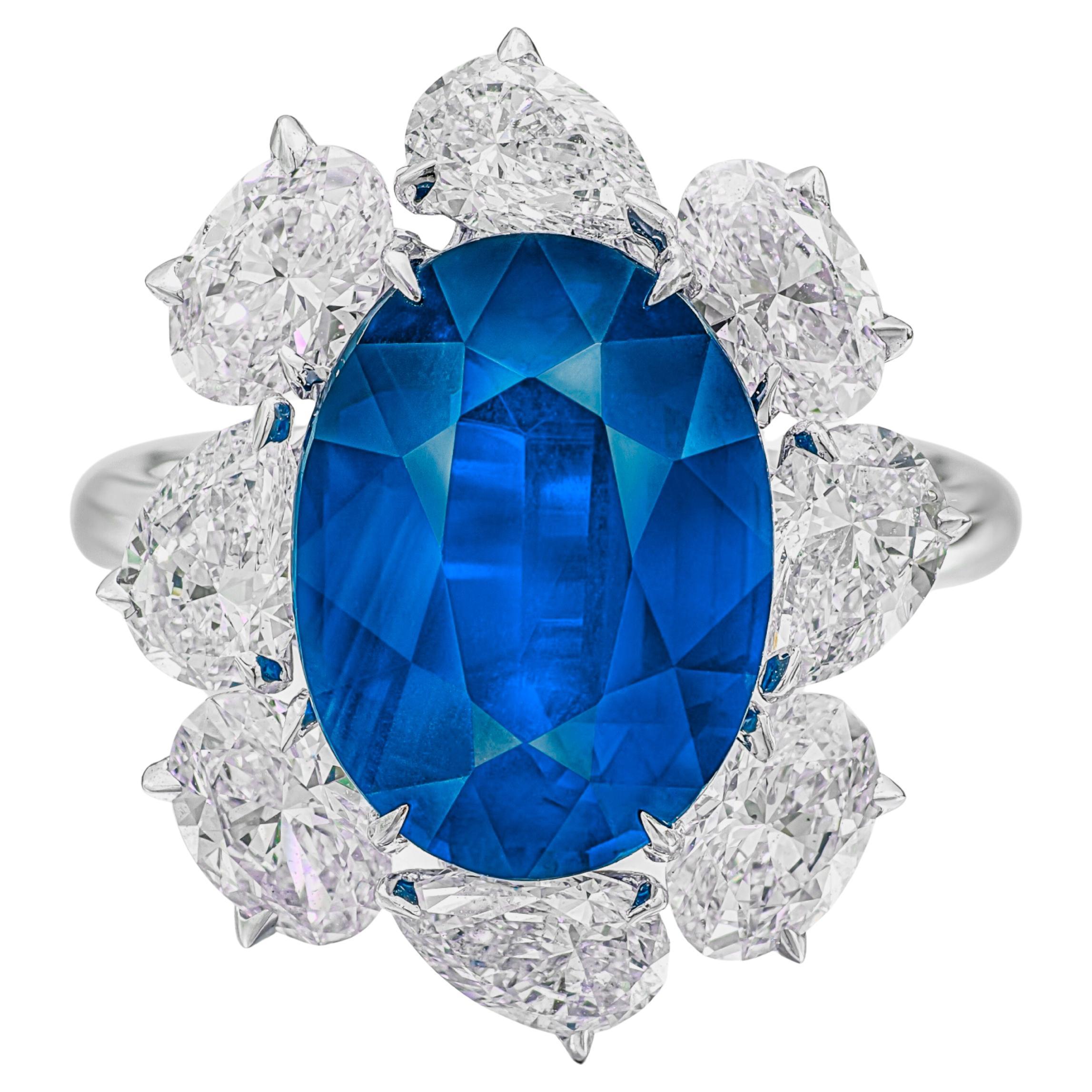 Certificato GRS 13.89 Ct. Anello con diamante zaffiro non trattato di Ceylon