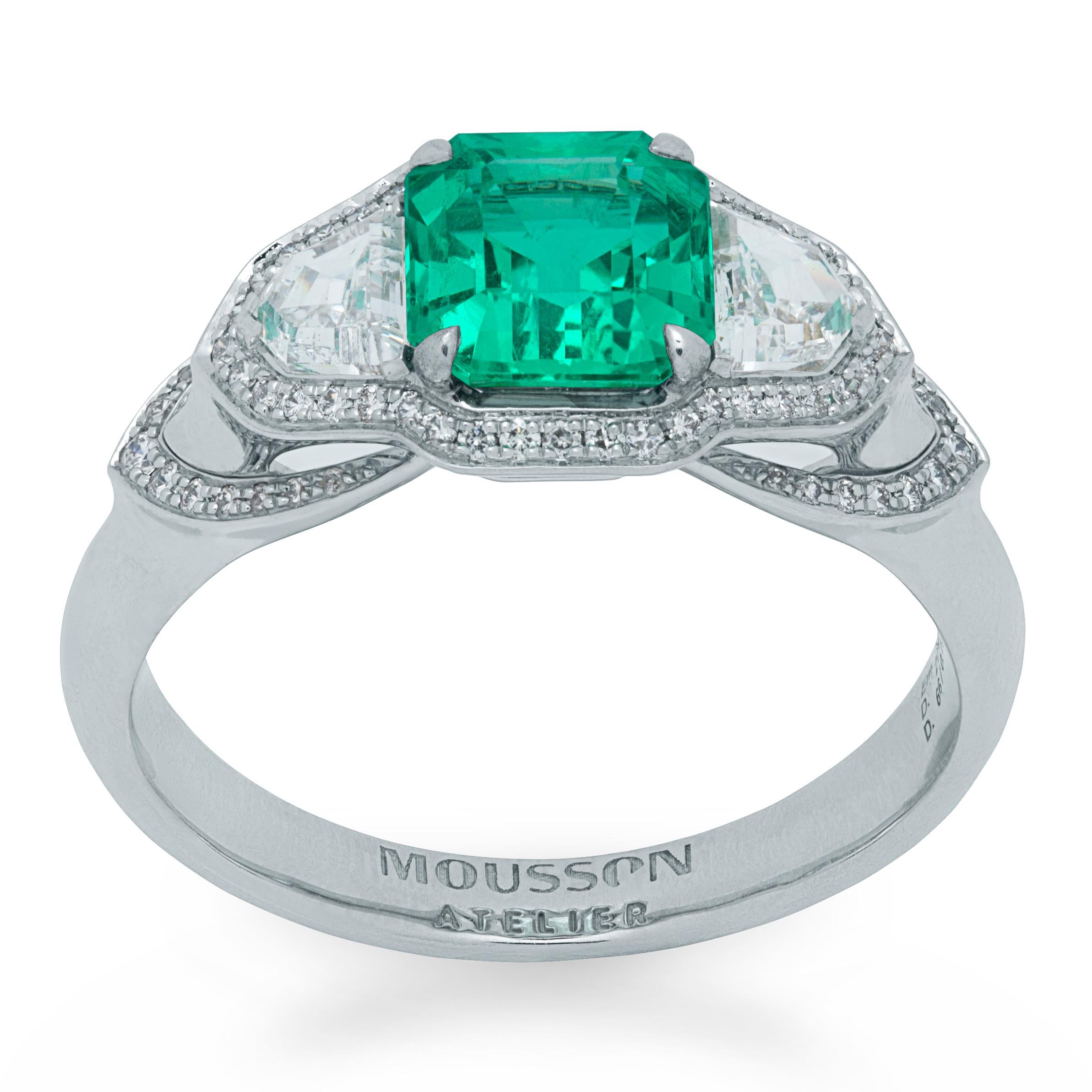 GRS Certified 1,39 Carat Columbian Emerald Diamond 18 Karat White Gold Ring

Classic is always in fashion! But if the classic is supplemented with something original,  bring there some zest, their own unique style, then it will sparkle with new