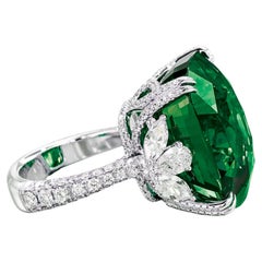 GRS Certified 14 Carat VIVID GREEN Minor Oil Green Diamond Cocktail Ring