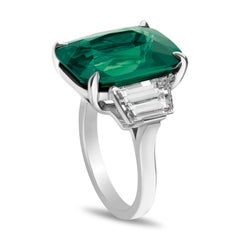 Bague en diamant certifié GRS 14 carats Vivid Green Oval Emerald MINOR OIL