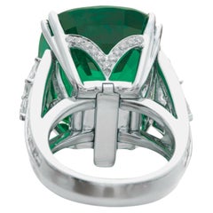 GRS Certified 14 Ct. MINOR OIL Green Emerald Diamond Ring