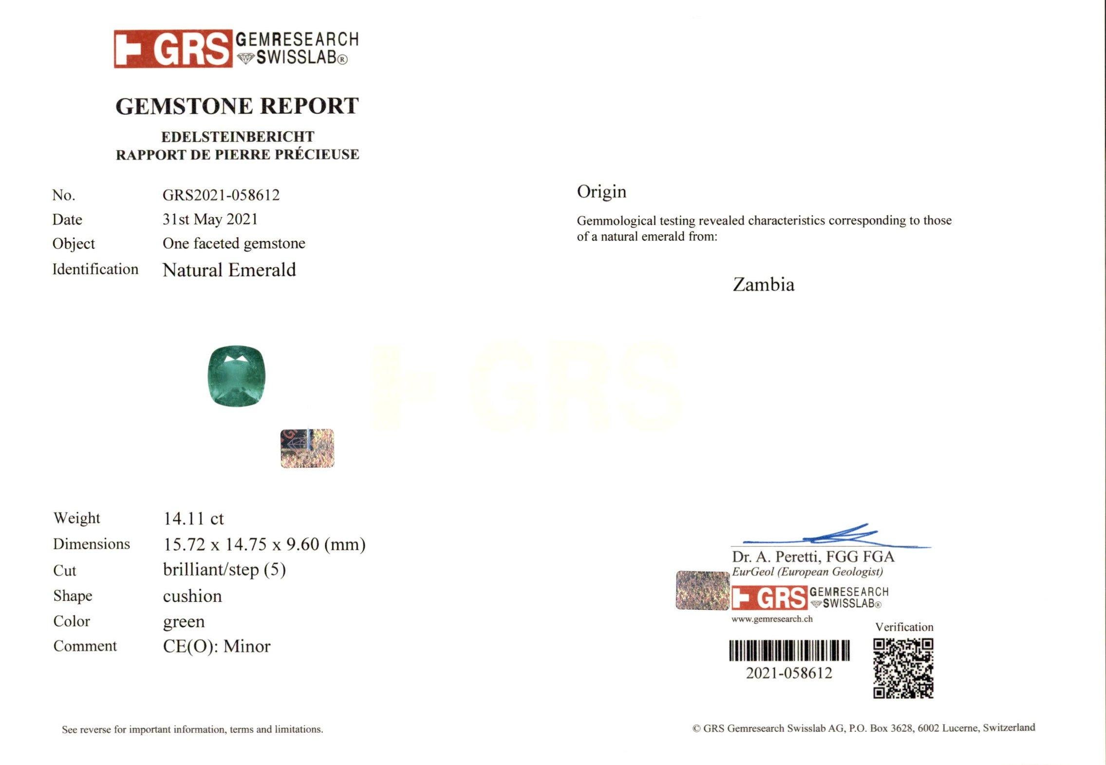 GRS-zertifiziert 14 Karat. MINOR OIL Grüner Smaragd-Diamantring Damen im Angebot
