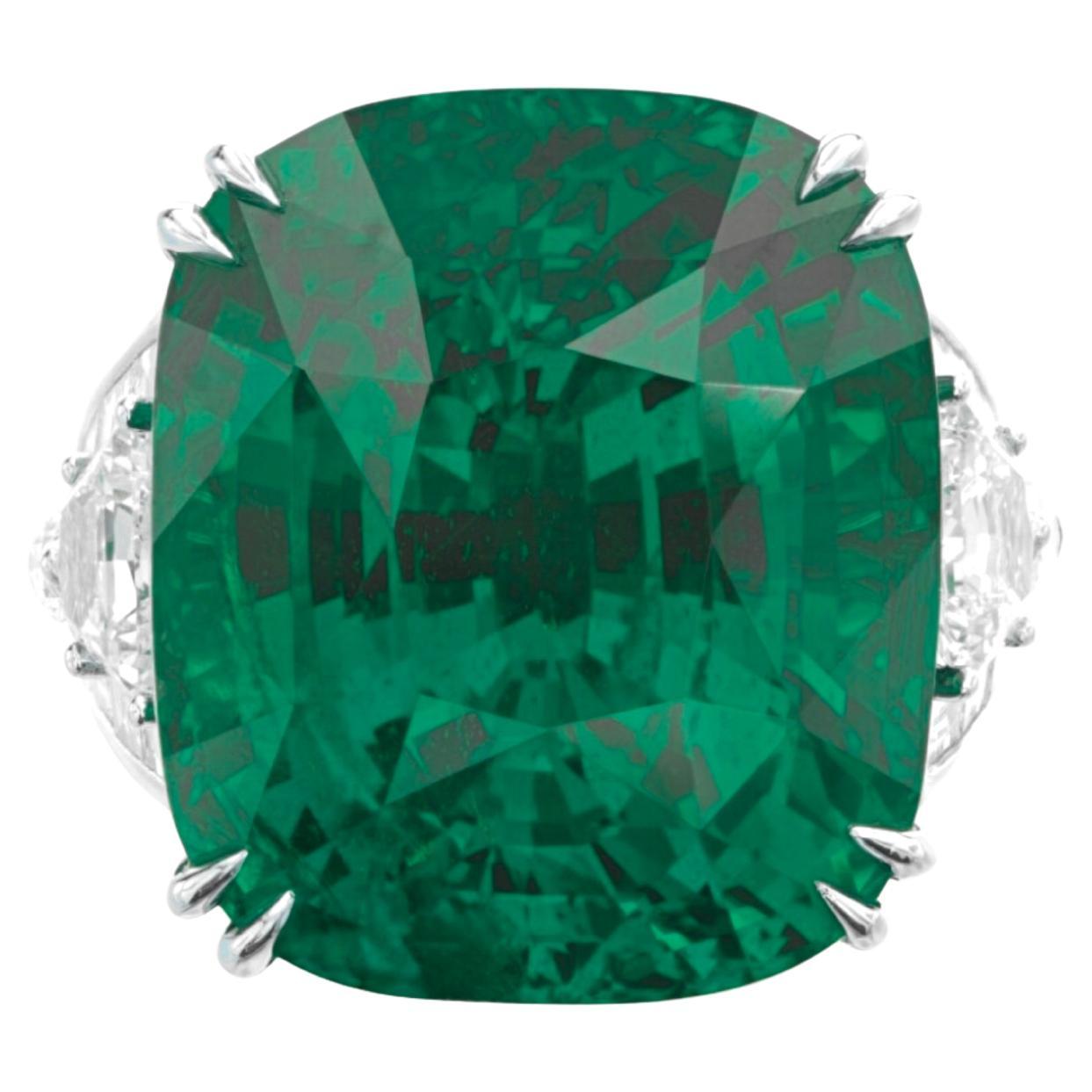 GRS Certified 14 Ct. MINOR OIL Green Emerald Diamond Ring