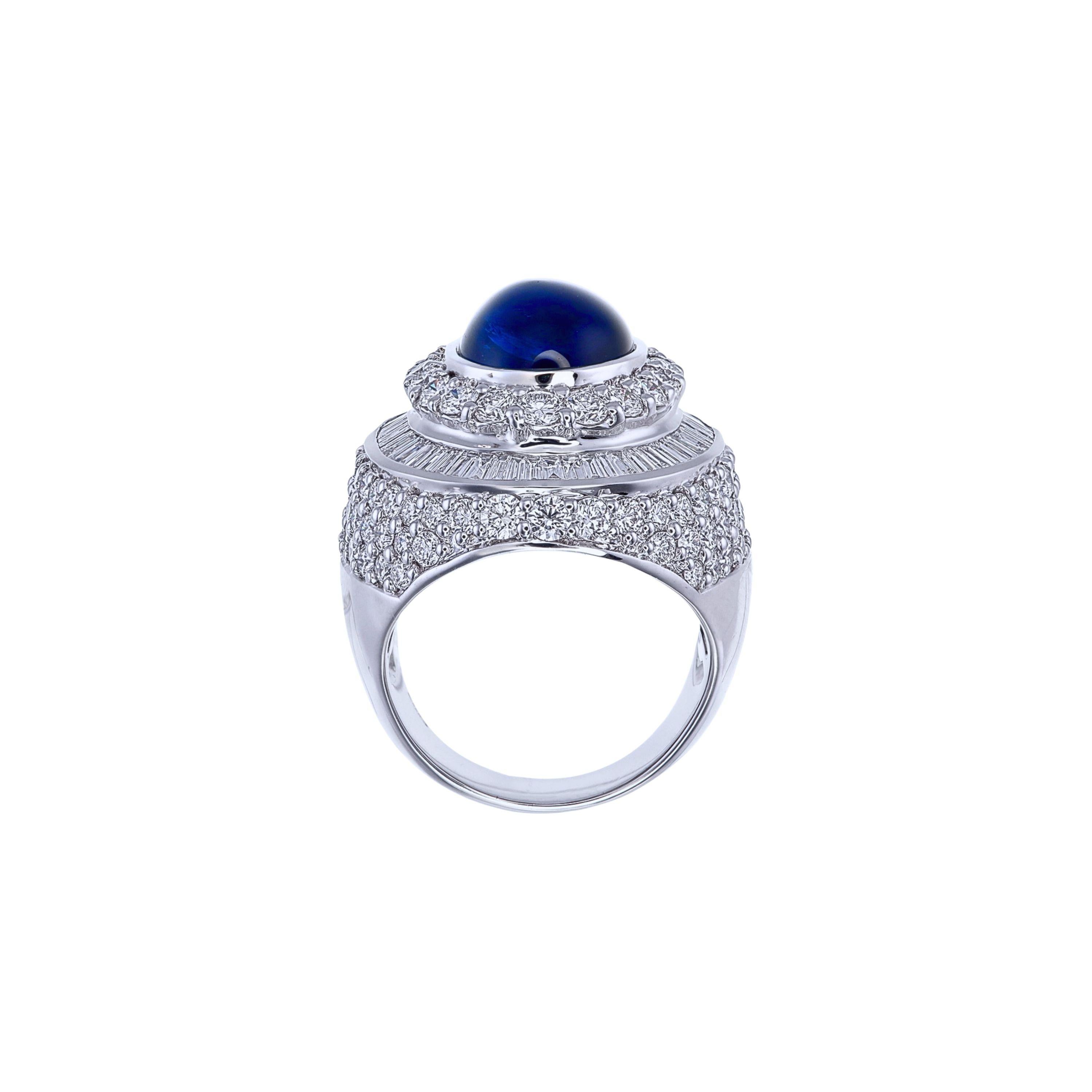 GRS-zertifizierter 14,24 Karat Ceylon-Saphir- und Diamant-Cocktailring (Zeitgenössisch) im Angebot