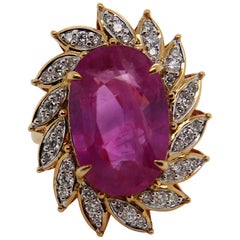 GRS Certificado 14,24 Quilates Zafiro Rosa de Birmania Anillo de Cóctel