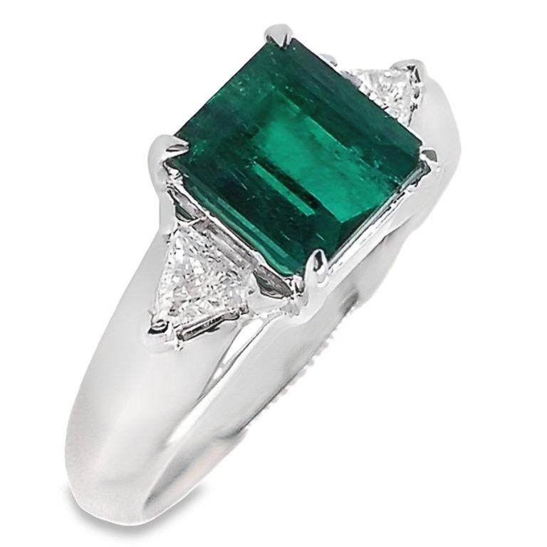 GRS Certified 1.42ct Muzo No-Oil Colombia Emerald 0.16ct Diamonds Platinum Ring 4