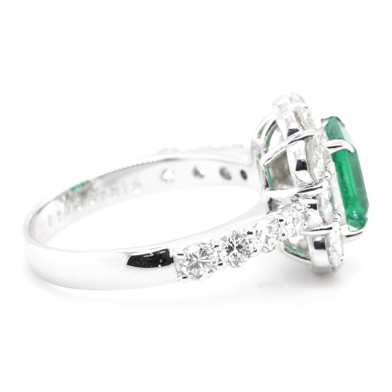 GRS Certified 1.43 Carat Natural Colombian Emerald Ring Set in Platinum In New Condition For Sale In Tokyo, JP
