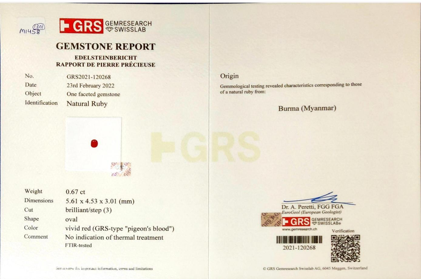 GRS-zertifizierte 1,46 Karat Taubenblut-Rubin- und Diamant-Ohrringe für Damen oder Herren im Angebot