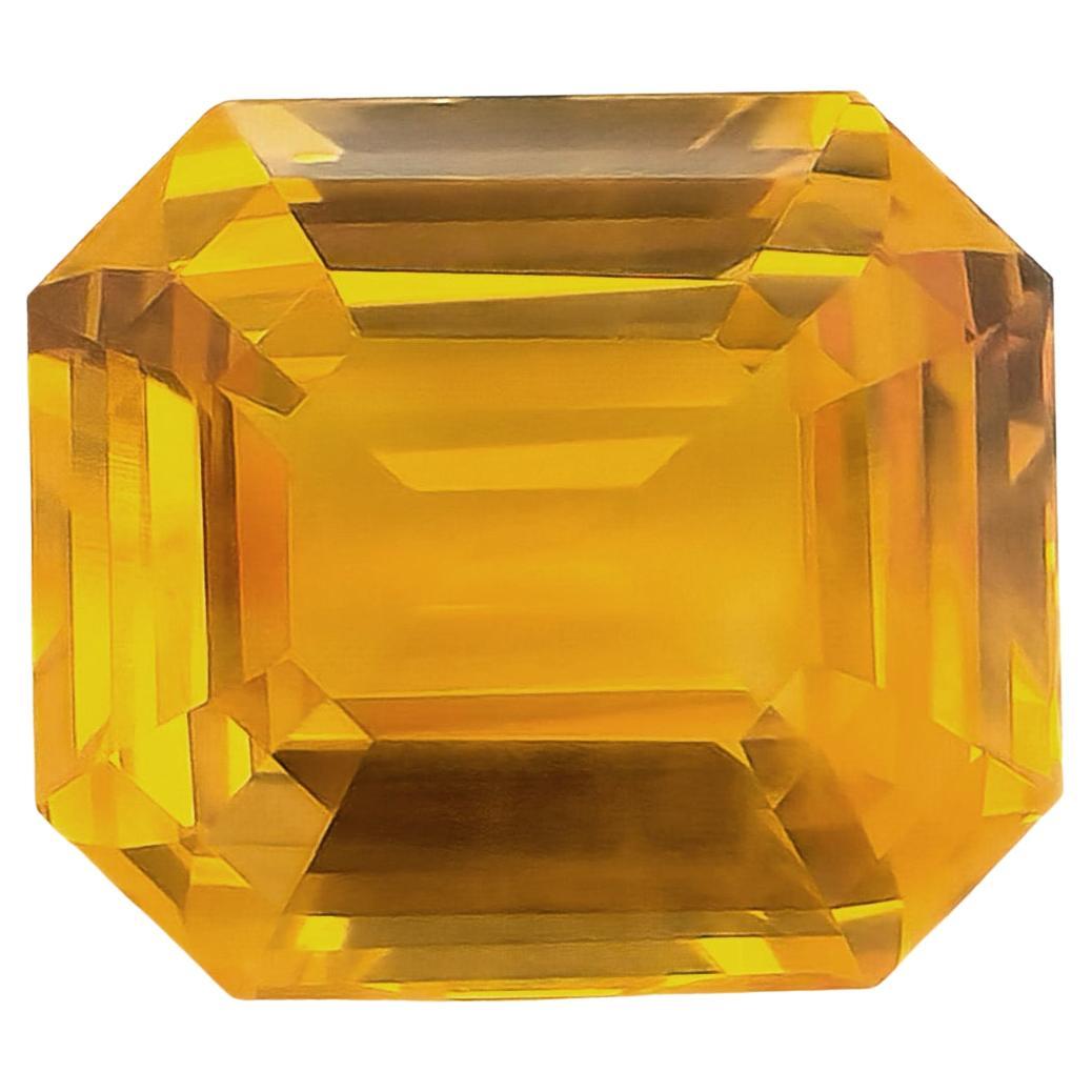 Saphir jaune du Sri Lanka « Oren » certifié GRS de 14,68 carats, de couleur naturelle chauffée