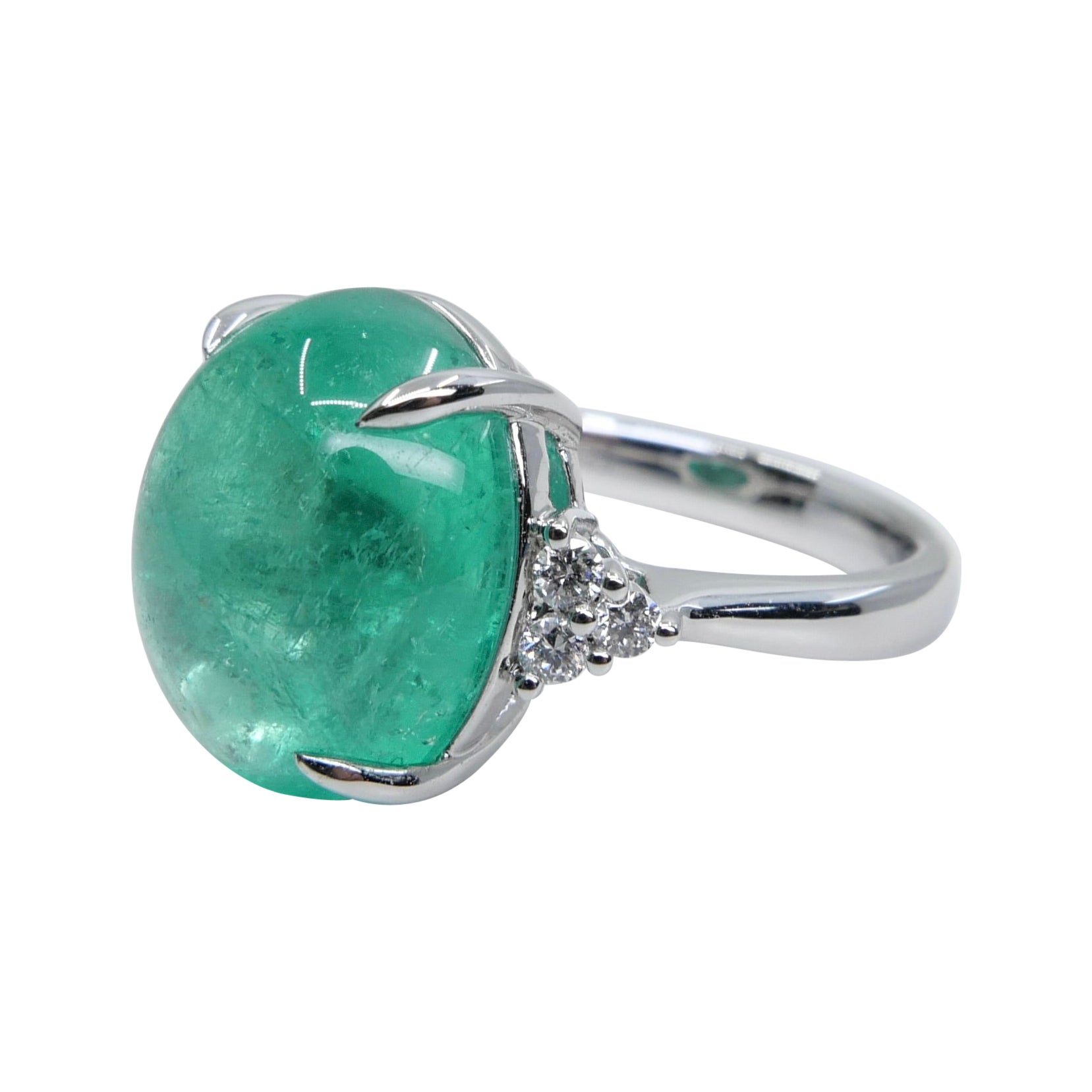 GRS Certified 14.7mm x 12mm Columbian Minor Emerald Ring. Large Statement Ring!