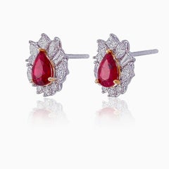 GRS Certified 1.48 Carat No Heat Burma Pigeon Blood Ruby in 18 Karat White Gold