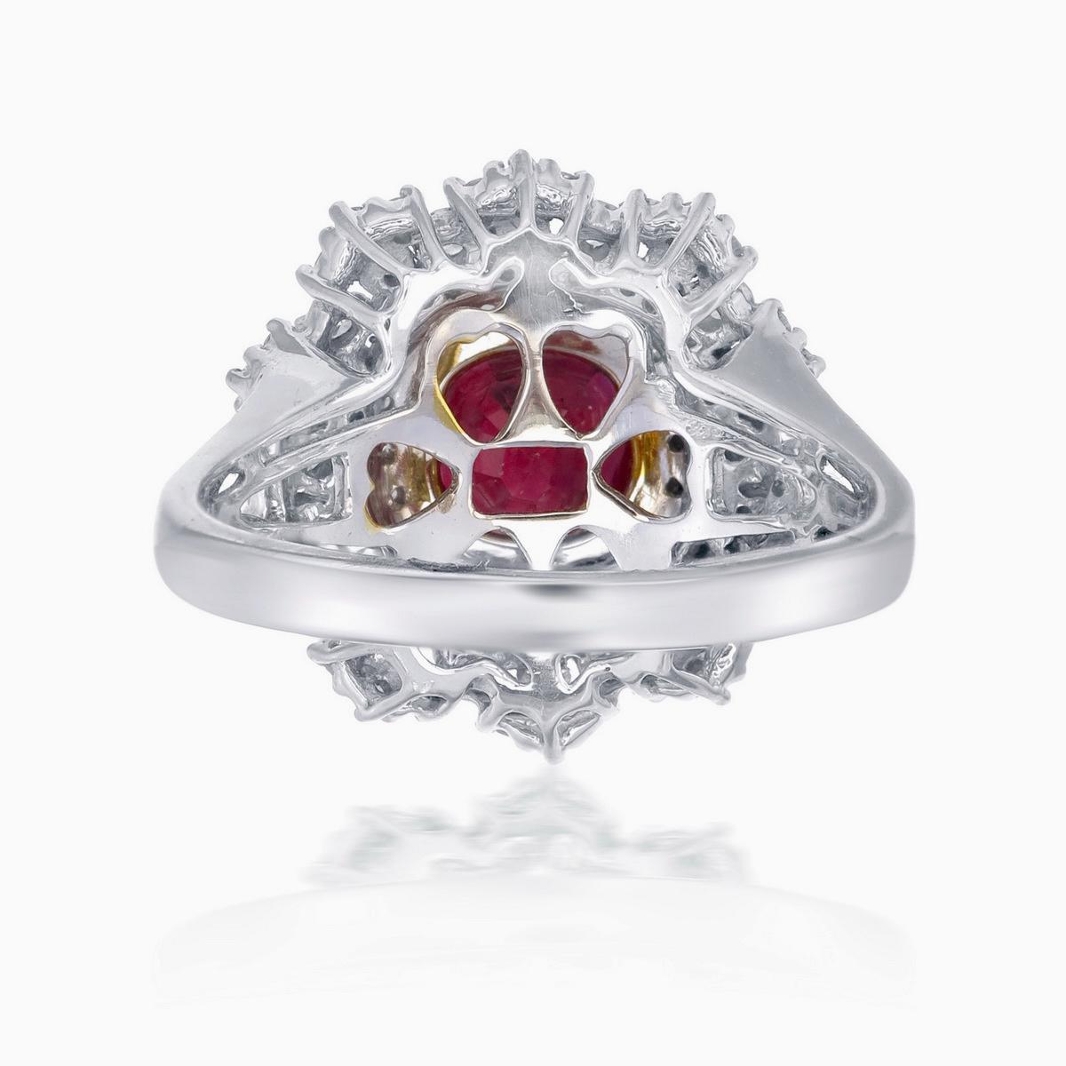 Cushion Cut GRS Certified 1.49 Carat Burmese Ruby No Heat Pigeon Blood Ring in 18K Gold For Sale