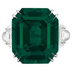 GRS-zertifizierter 15 Karat kleiner Ölring mit kolumbianischem Smaragd und Diamant in VIVID GREEN