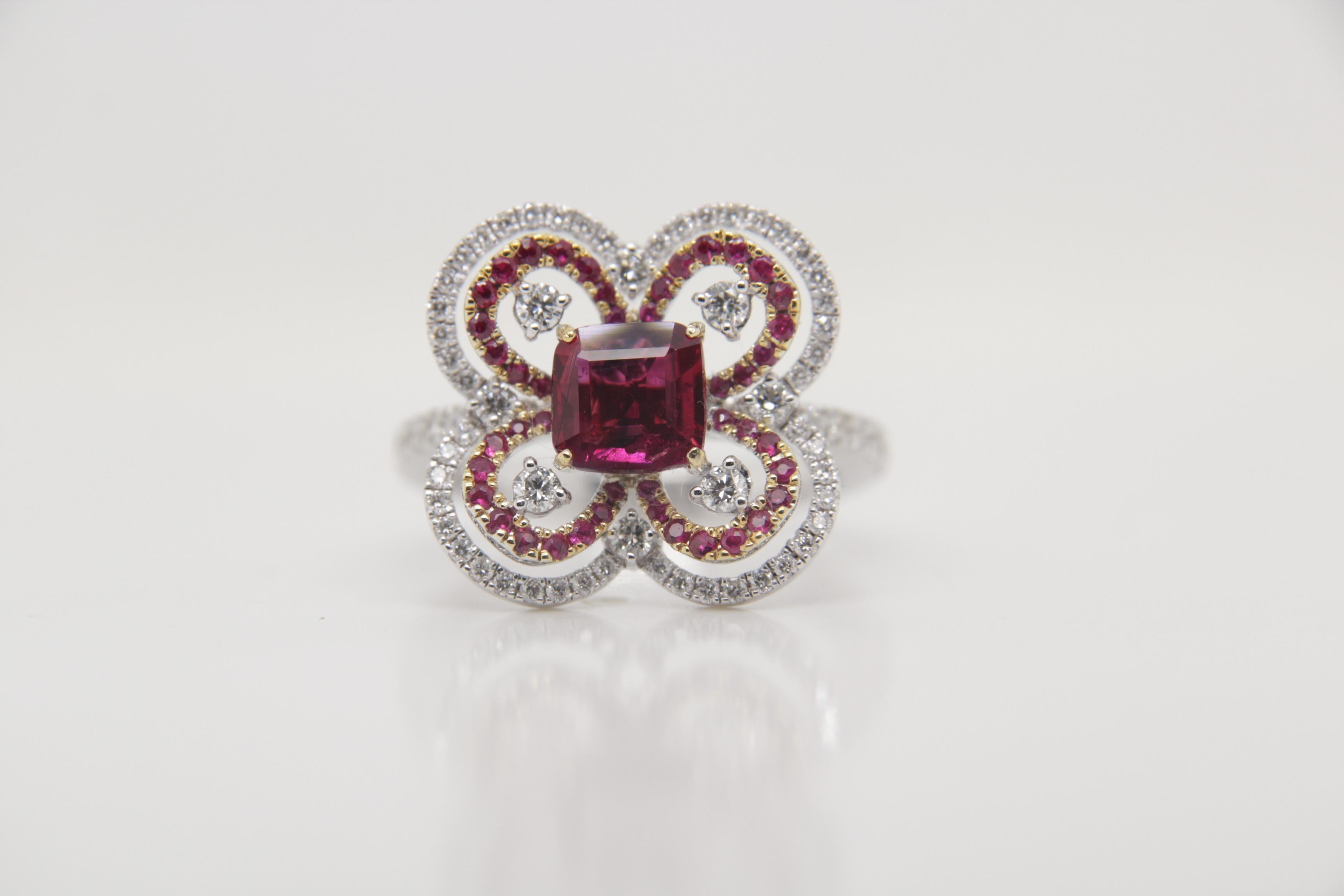 Cushion Cut GRS Certified 1.50 Carat Burmese Ruby No Heat Pigeon Blood Ring in 18k Gold For Sale