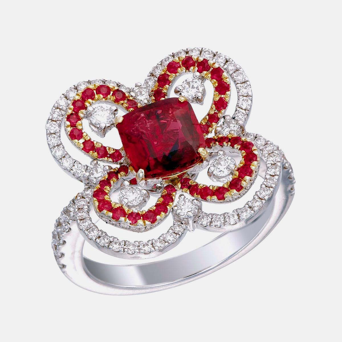 GRS Certified 1.50 Carat Burmese Ruby No Heat Pigeon Blood Ring in 18k Gold For Sale