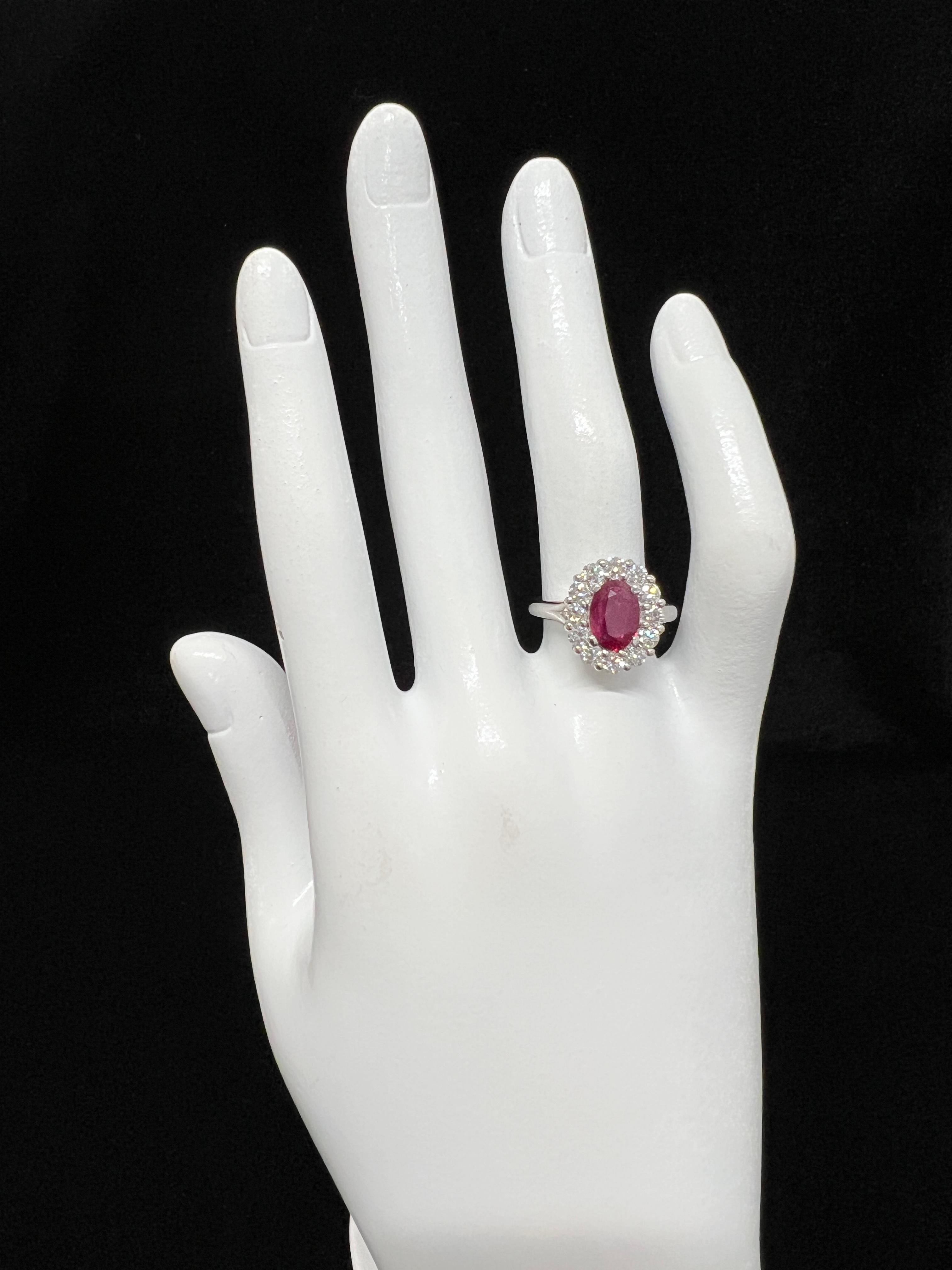 GRS Certified 1.51 Carat Unheated Pigeon's Blood Color Ruby Ring Set in Platinum 1