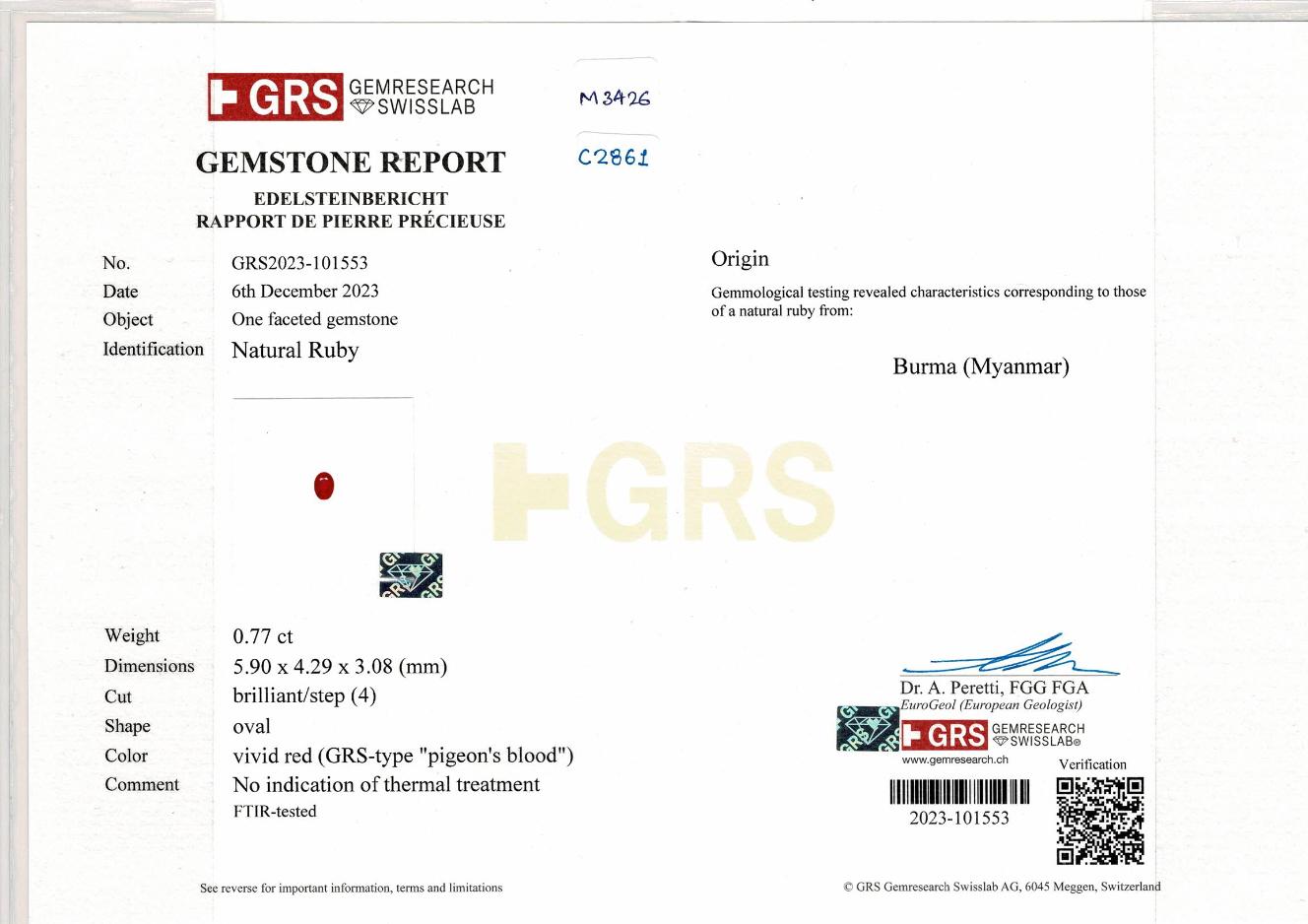 Ohrringe mit GRS-zertifiziertem 1,52 Karat Taubenblut-Rubin und Diamanten im Angebot 1